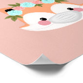 Cute Fox Character Floral Draag een maskerroze Cov Poster (Hoek)