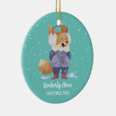 Cute Fox Christmas Animal Snowy Winter Holiday Keramisch Ornament (Rechts)