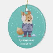 Cute Fox Christmas Animal Snowy Winter Holiday Keramisch Ornament (Links)