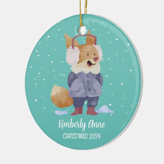 Cute Fox Christmas Animal Snowy Winter Holiday Keramisch Ornament (Links)