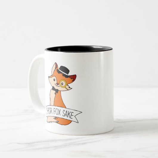 Cute Fox Clipart Oh voor Fox Sake epic Sarcastic Tweekleurige Koffiemok (Voorkant links)