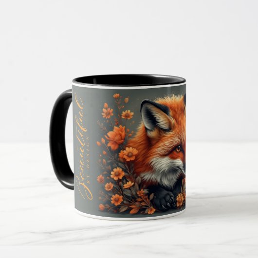 Cute Fox Coffee Mug – Woodland Animal Gift Mok (Voorkant links)