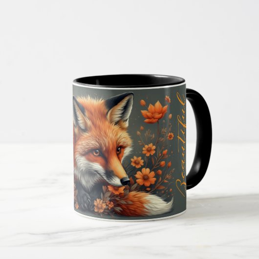 Cute Fox Coffee Mug – Woodland Animal Gift Mok (Voorkant rechts)