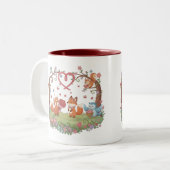 Cute Fox Couple Love Heart Mug Tweekleurige Koffiemok (Voorkant links)