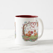 Cute Fox Couple Love Heart Mug Tweekleurige Koffiemok (Voorkant rechts)