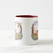 Cute Fox Couple Love Heart Mug Tweekleurige Koffiemok (Center)