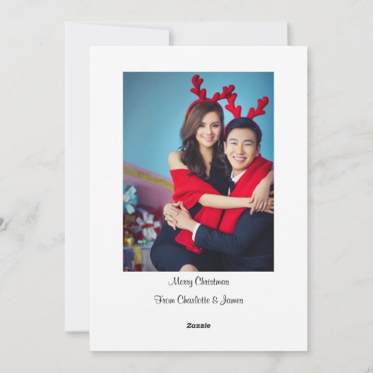 Cute Fox Couple Prettige feestdagen kerstfoto Feestdagenkaart (Achterkant)