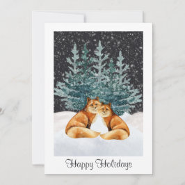 Cute Fox Couple Prettige feestdagen kerstfoto Feestdagenkaart