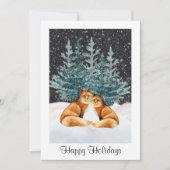Cute Fox Couple Prettige feestdagen kerstfoto Feestdagenkaart (Voorkant)