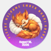 Cute Fox Cub Asleep in Starry Night Sky Ronde Sticker (Voorkant)