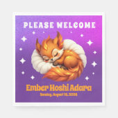 Cute Fox Cub Asleep in Starry Night Sky Servet (Voorkant)