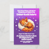 Cute Fox Cub Asleep in Starry Sky Baby Shower Kaart (Voorkant)