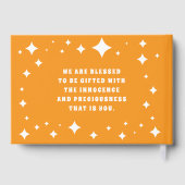 Cute Fox Cub Asleep in Starry Sky Baptism Gastenboek (Achterkant)