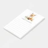 Cute fox cub watercolor name lined post-it® notes (Schuin)