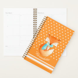 Cute fox cub wintersjasje genaamd sinaasappel planner