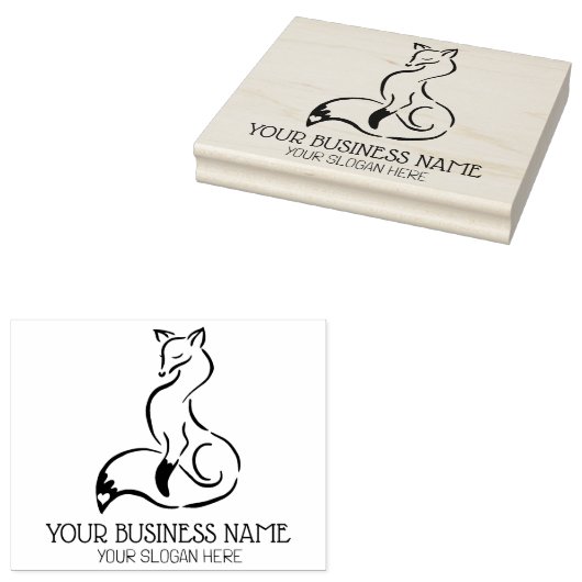 Cute Fox Custom Business, groot Rubberstempel (Gestempeld)
