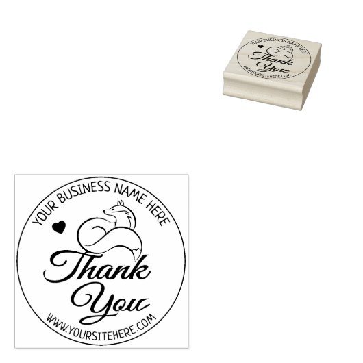 Cute Fox Custom Business Hartelijk dank Rubberstempel (Gestempeld)