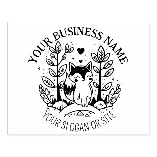Cute Fox, Custom Business, Large Rubberstempel (Afrduk)