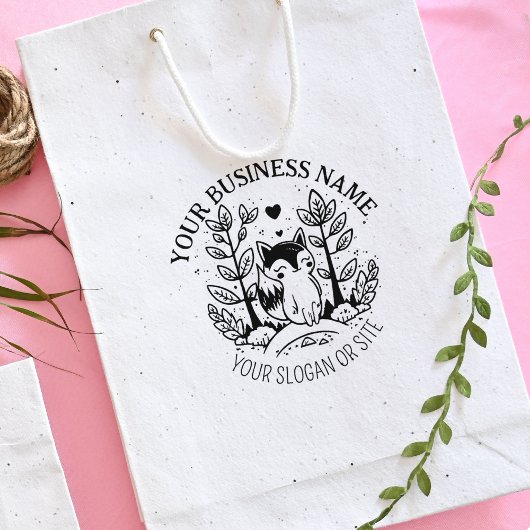 Cute Fox, Custom Business, Large Rubberstempel