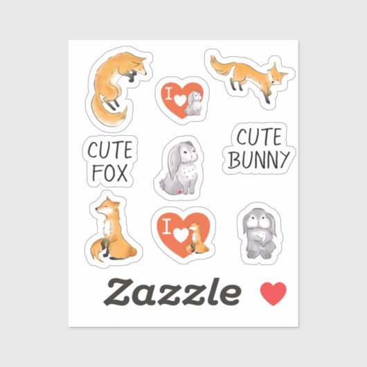 Cute Fox Cute Bunny Love Stickers (Vel)