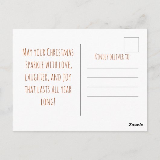 Cute fox decorating a small Christmas tree,  Briefkaart (Achterkant)