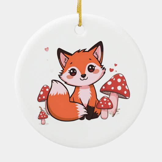 Cute Fox Design – Adorable & Whimsical Artwork  Keramisch Ornament (Achterkant)