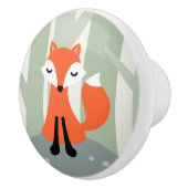 Cute fox die op bossteen zit keramische knop (Rechts)