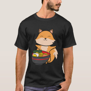 Cute Fox Eating Ramen Love Ramen and Foxes T-shirt