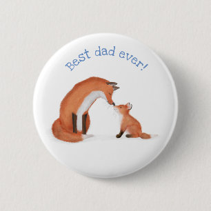 Cute fox en cub 'Best Dad ever' badge Ronde Button 5,7 Cm