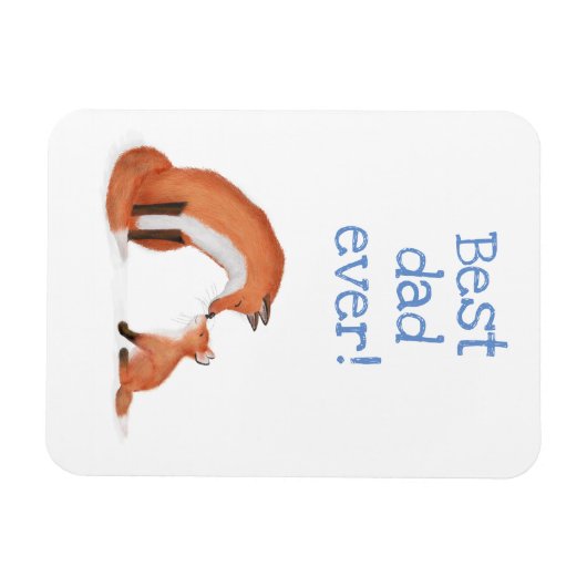 Cute fox en cub 'Best Dad ever' magnet Magneet (Horizontaal)