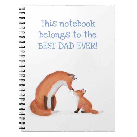 Cute fox en cub 'Best Dad Ever' notitieboek (Voorkant)