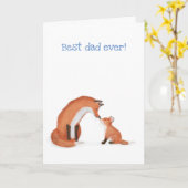 Cute fox- en cub-Vaderdag-kaart Kaart (Gele Bloem)