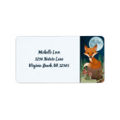 Cute Fox en Full Moon Woodland Address Etiket (Voorkant)