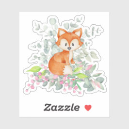 Cute Fox en Greenery Sticker