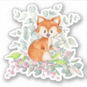 Cute Fox en Greenery Sticker (Voorkant)