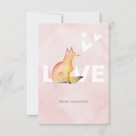 Cute Fox en Hearts Classroom Valentijn Card (Voorkant)