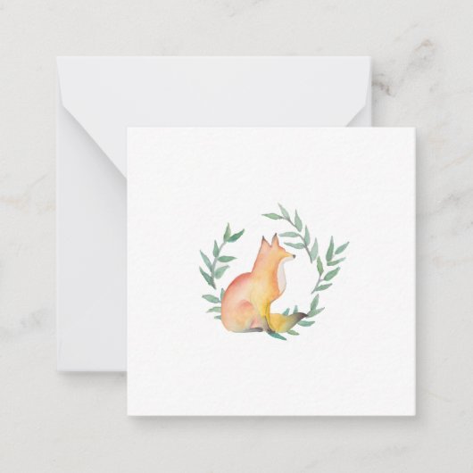 Cute Fox en Laurel Wreath Note Kaart Notitiekaartje (Voorkant)
