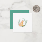 Cute Fox en Laurel Wreath Note Kaart Notitiekaartje (Voorkant / Achterkant in situ)