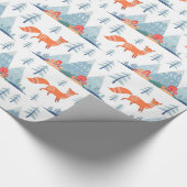 Cute Fox en Mountains Pattern Illustration Cadeaupapier (Hoek)