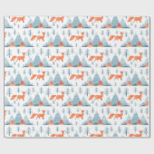 Cute Fox en Mountains Pattern Illustration Cadeaupapier (Vlak)
