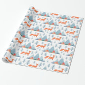 Cute Fox en Mountains Pattern Illustration Cadeaupapier (Uitgerold)