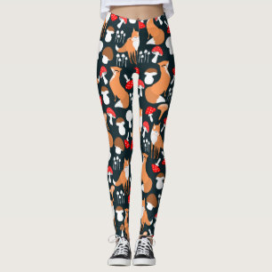 Cute Fox en paddenstoelen Leggings
