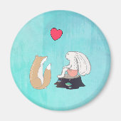 Cute Fox en Rabbit Forest Creats met een hart Magneet (Voorkant)