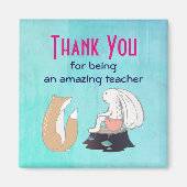 Cute Fox en Rabbit Teacher Appreciation Magneet (Voorkant)