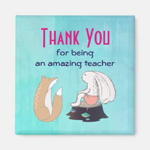 Cute Fox en Rabbit Teacher Appreciation Magneet