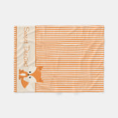 Cute Fox en Sinaasappel & Tan Stripes | Gepersonal Fleece Deken (Voorkant (Horizontaal))
