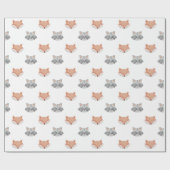 Cute fox en wasbeerpatroon. Houtlanddieren Cadeaupapier (Vlak)