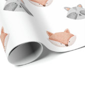 Cute fox en wasbeerpatroon. Houtlanddieren Cadeaupapier (Rol Hoek)