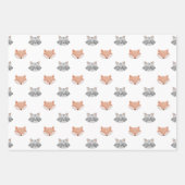 Cute fox en wasbeerpatroon. Houtlanddieren Inpakpapier Vel (Voorkant 3)