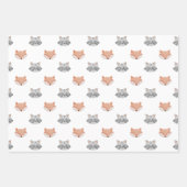 Cute fox en wasbeerpatroon. Houtlanddieren Inpakpapier Vel (Voorkant)